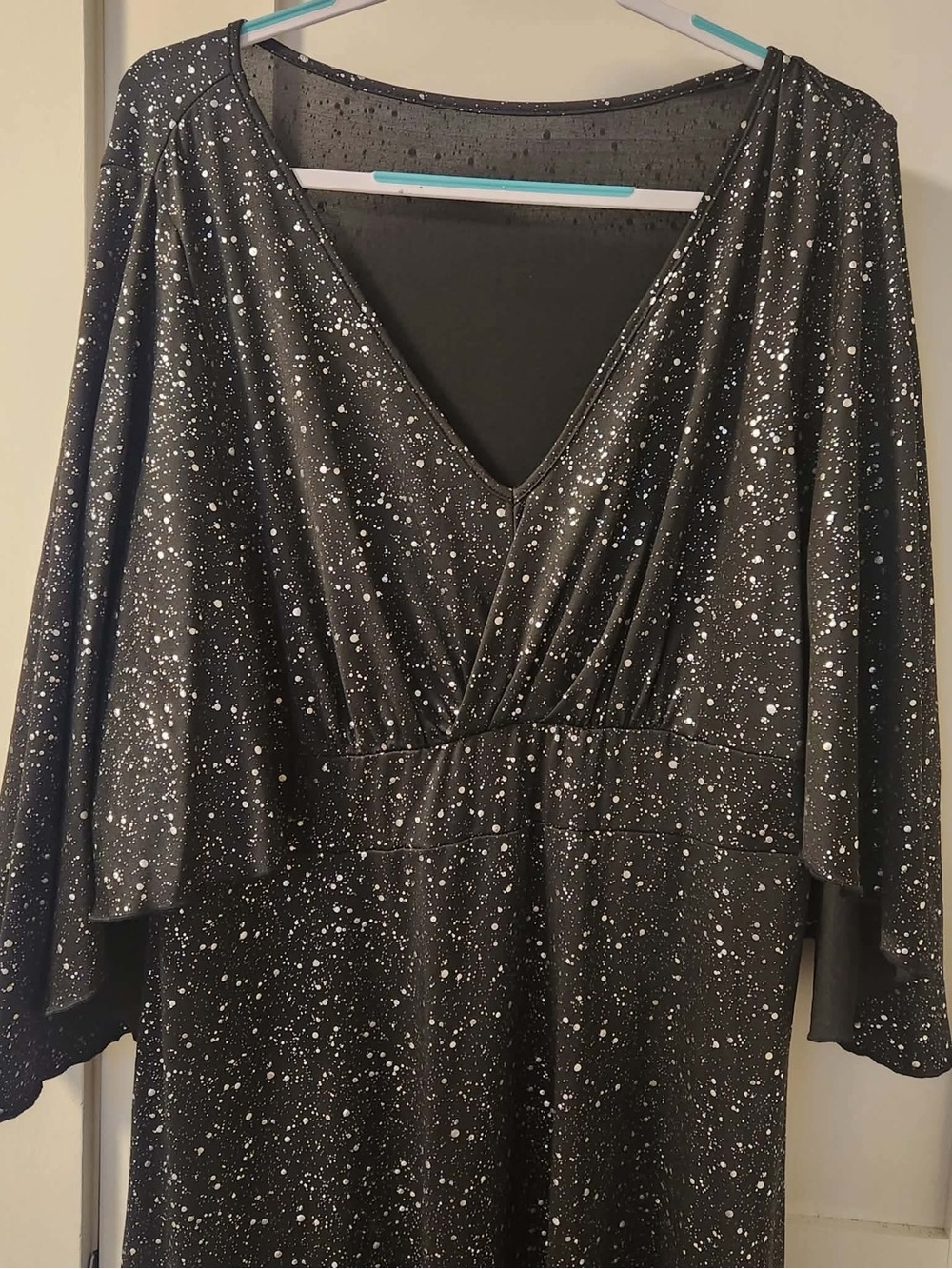 Amazon Black and White Speckled V-Neck Dress